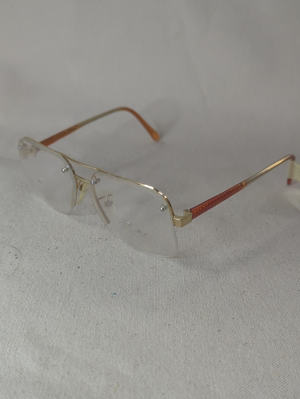 Scoop Brillen Aviator Rimless Glasses with Gold Frame and Brown Temples